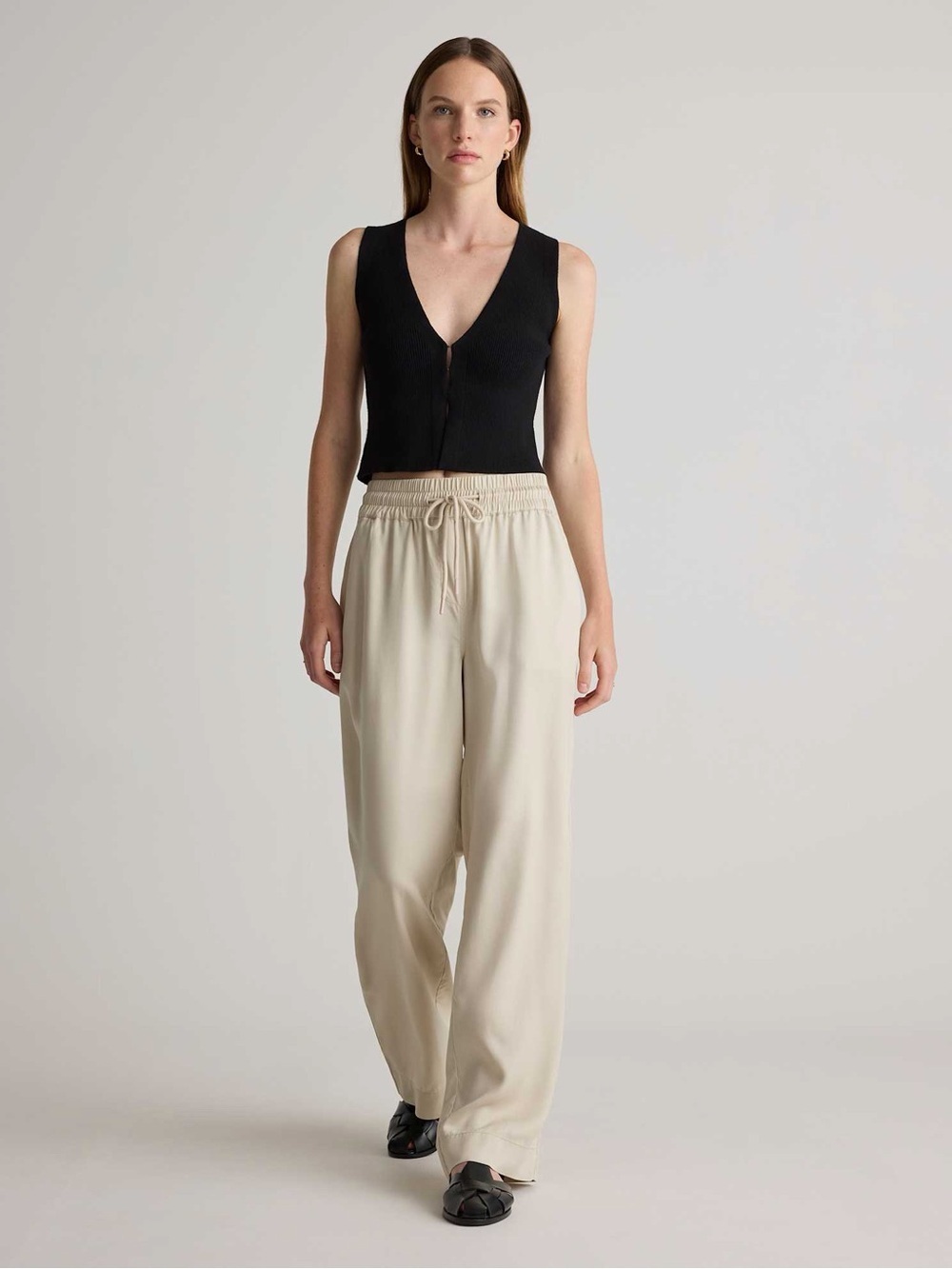 Quince Vintage Wash Tencel Wide Leg Pants
